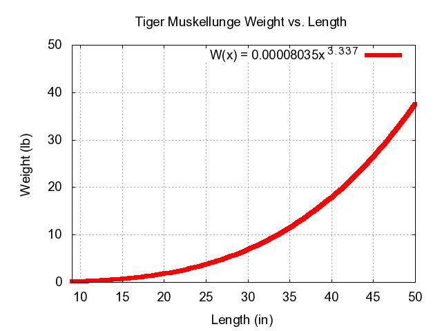 Tiger Muskellunge Weight vs Length